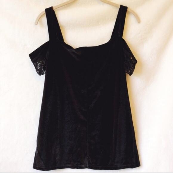 New York & Company Off Shoulder Laced Black Top - Picture 7 of 7